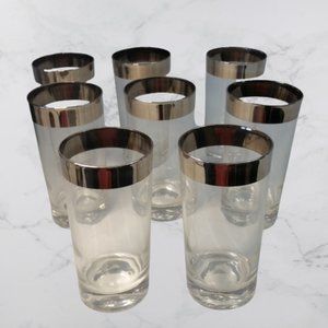 Vintage Mirror Striped Highball Glasses (Set of 8)